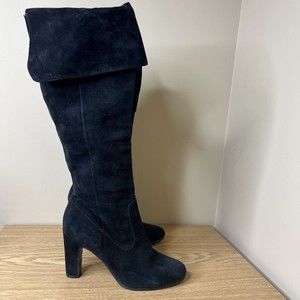 LOFT Black Suede Leather Over The Knee Boots Size 7.5M